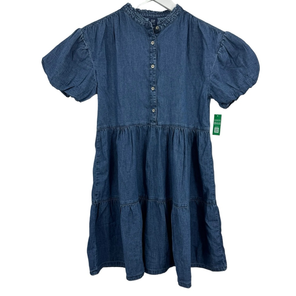 Gap Tiered Ruffle Denim Dress Cotton Blue Girls Size 12